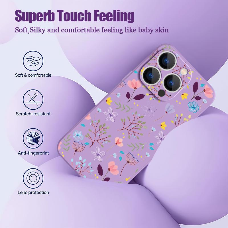 Foral Print Pattern Phone Case For iPhone 16 15 14 13 12 Pro Max 11 16E Magnetic For Magsafe Wireless Charge Soft Silicone Cover