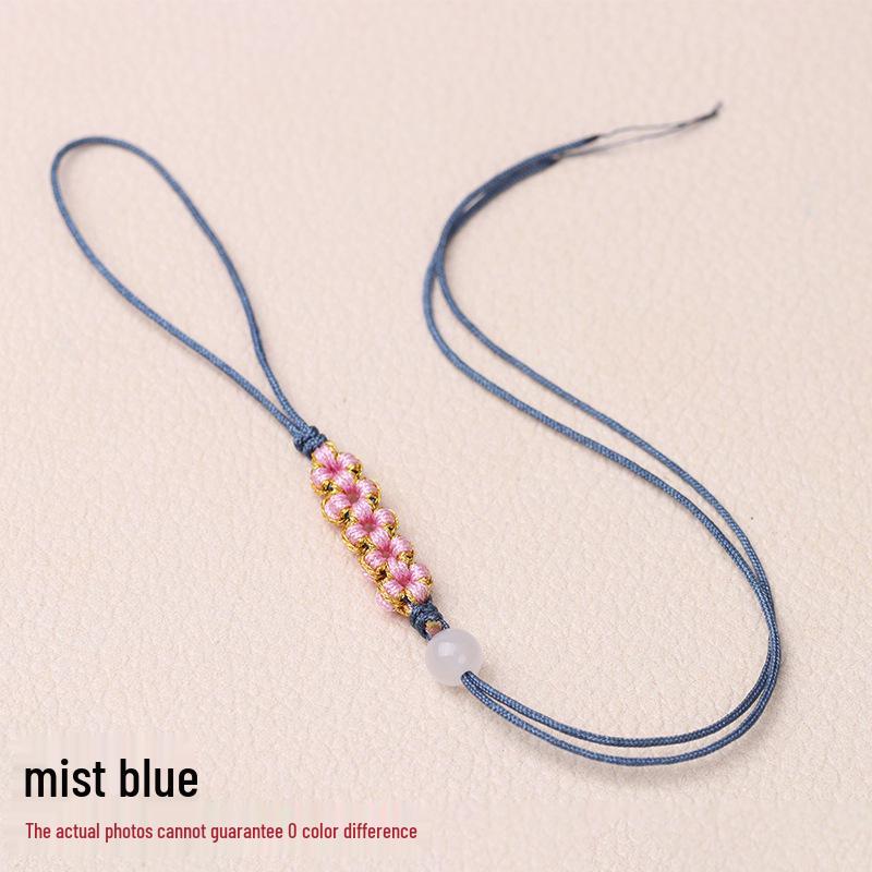 Peach Blossom Knot Phone Chain & Bag Pendant - Handmade Woven Jewelry Lanyard