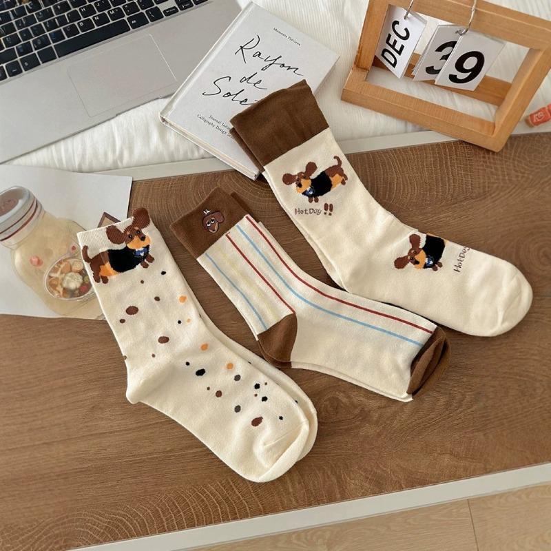 Girl Cute Sausage Dog Mid Socks Children's Middle Socks Spring and Autumn New Cotton Japanese Cartoon Personality Pile Stocking