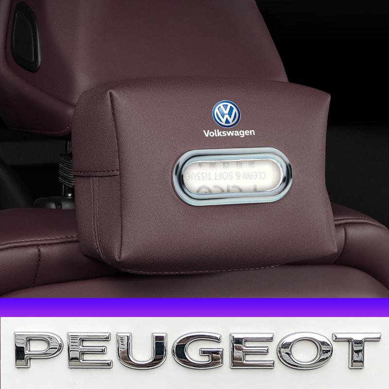 Car Seat Back Tissue Box Auto Leather Tissue Holder Valve Cap For VW Golf Amarok T5 Phaeton Teramont ID3 Tiguan T-Cross Passat M Ze2
