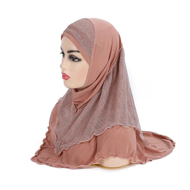 

H076 Adults or big girls medium size 70*60cm pray hijab muslim hijab scarf islamic headscarf hat amira pull on headwrap
