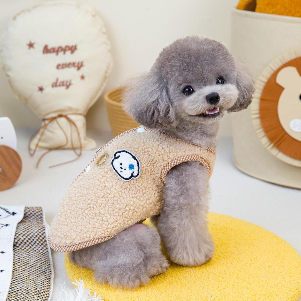Autumn/Winter Dog & Cat Lamb Velvet Vest with Back Opening for Teddy & Bichon