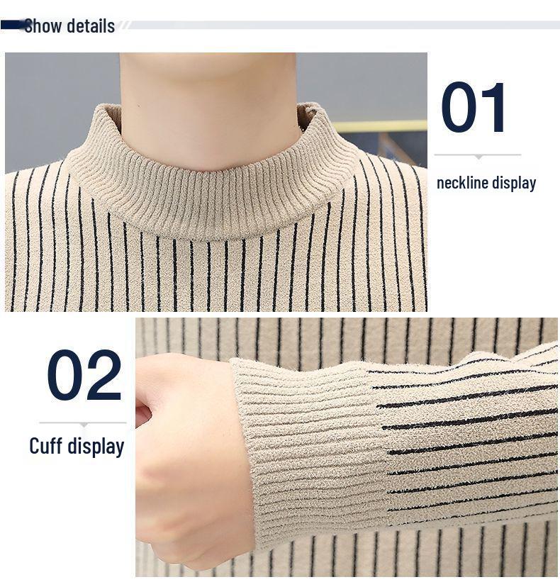Men's Wool Knit Round Neck Sweater - Thick, Versatile, Autumn/Winter Fashion