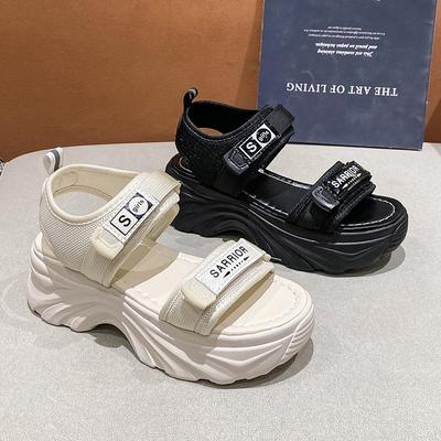 Women's Platform Sports Sandals  Summer New Korean Style Platform Women's Shoes Velcro Casual Wedge Hidden Heel Sandals