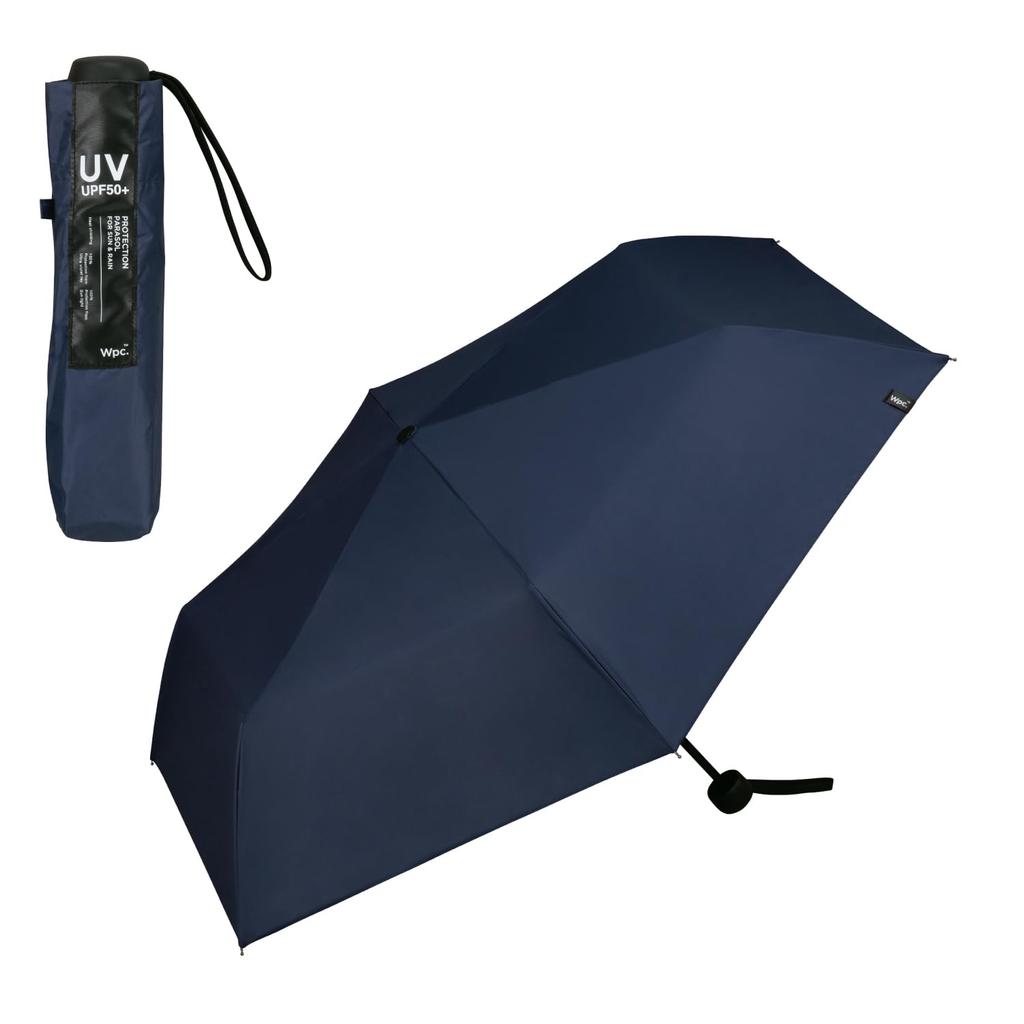 Sun Blackout Minimum Basic Navy Light UV UPF Heat Suitable for Sun and Folding 55cm Simple Design for and Black [2025] Wpc. Umbrella, Parasol, (100%