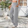 High Waist Wide Leg Yoga Pants with Pockets Solid Color Women Sport Pants