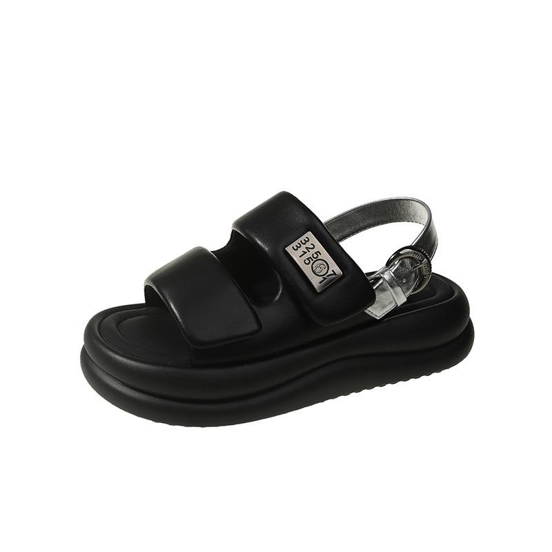 Spring and summer 2024 new platform sports sandals fashionable versatile buckle with beach shoes thin Roman shoes trend