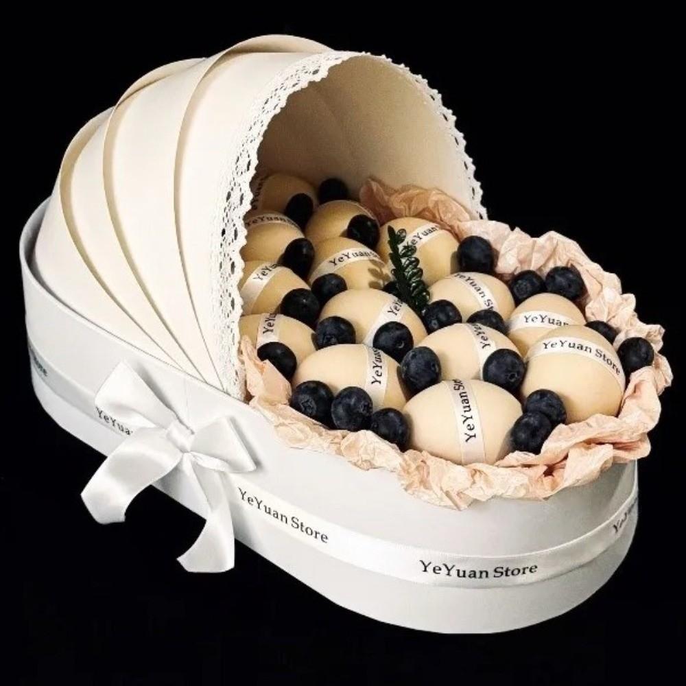 Luxury Blue Pink White Shower Gift Box Moon Cake Fresh Flower Fresh Flower Arrangement Box Multi-Functional Packaging Box