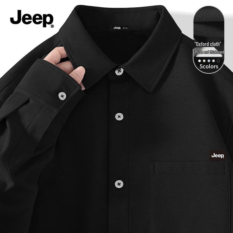 JEEP Men s Fleece-lined Oxford Shirt for Autumn/Winter XL