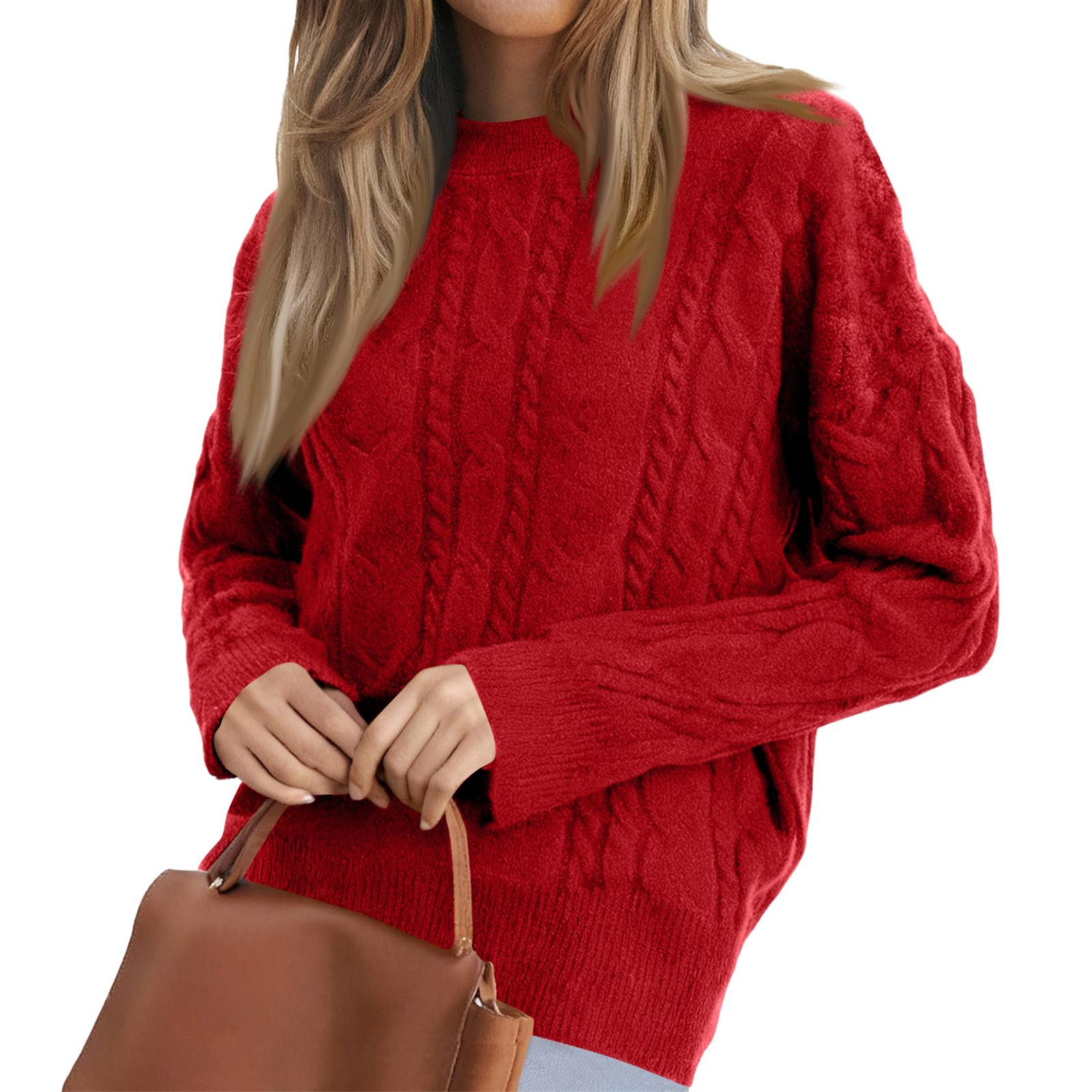 

Женский повседневный свитер крупной вязки свободного кроя M винный