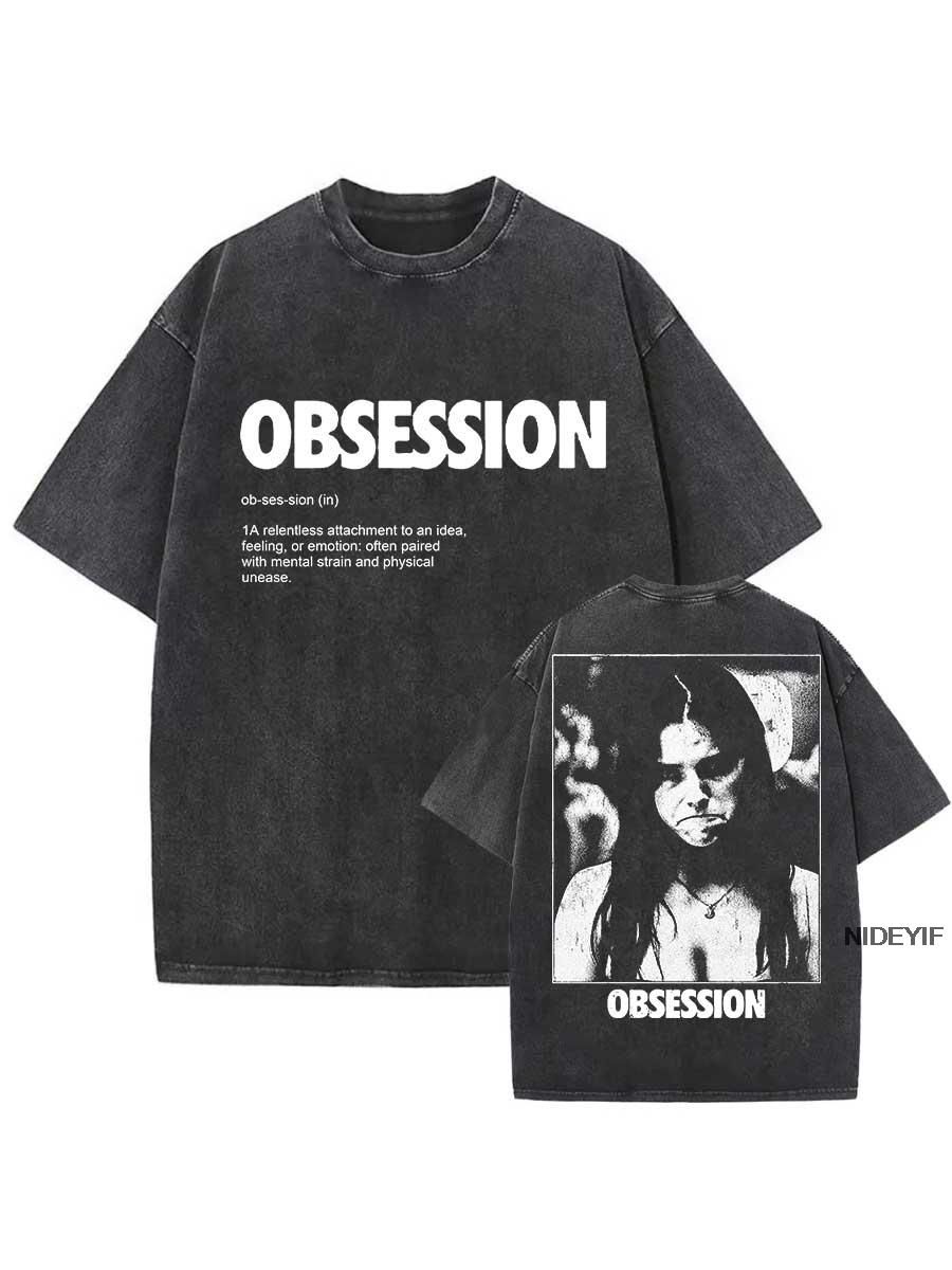 Obsession Horror Movie Oversized T shirt 100 Cotton Vintage Washed Tshirt for men women hiphop streetwear OBS7 S