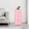 Vertical File Cabinet with 6 Tiers, 2 Keys, Lockable Metal Storage Organizer on Wheels, Pink Furniture for Document Organization