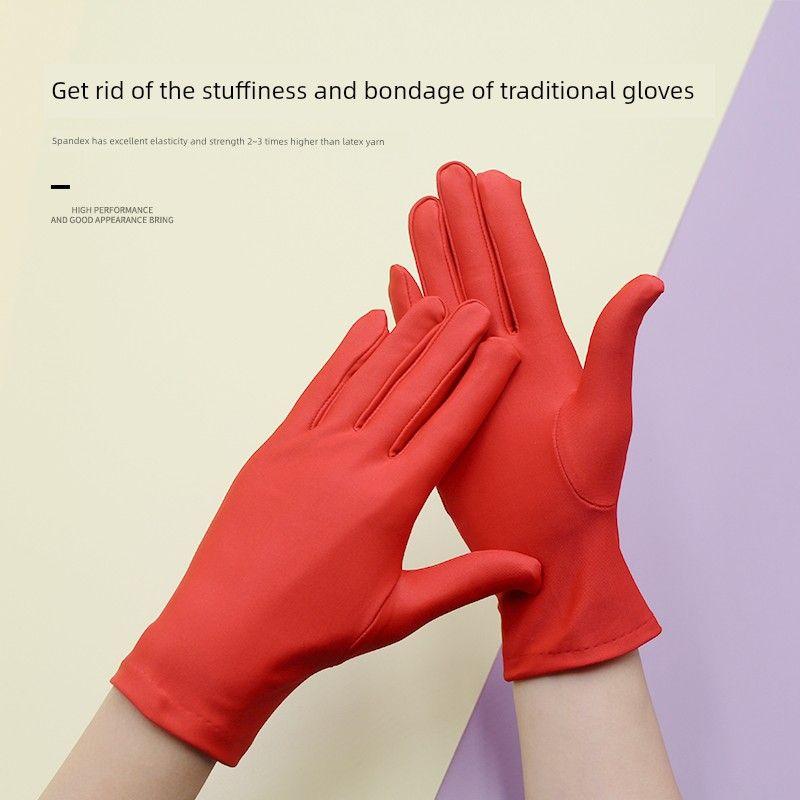 Men's and Women's White Etiquette Gloves Thin Elastic Jewelry Dance Photography Hotel Western Restaurant Emcee Summer Sun Protection Buddha Worship