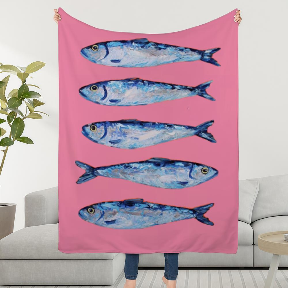 Blanket Throw Super Paintingjpg Cosy Plush Art Living Room Sofa Sardines Couch Childish Birthday Gifts