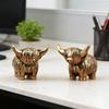 Mini Kupfer Hochlandrind Figur Miniatur Messing Hochlandrind Kleine Rinder Skulpturen für Zuhause Büro Bücherregal Mikro Landschafts Zubehör