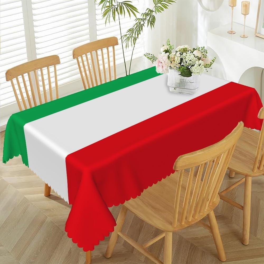 Jmg Household Supplies Unisex Red/White/Green Italian Flag Rectangle Tablecloth For Table Decor Reusable Kitchen Dining Tablecloth Soccer Party Decorations