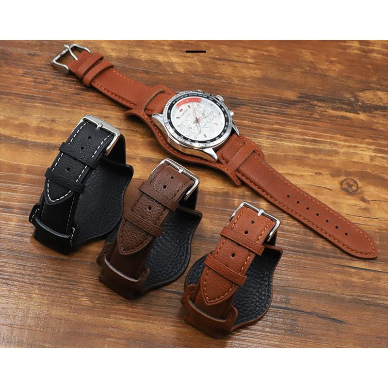 Cowhide Tray Watch Strap 18mm 20mm 22mm Watch Band Anti-metal Allergy Leather Watchbands Accessories UTHAI G18
