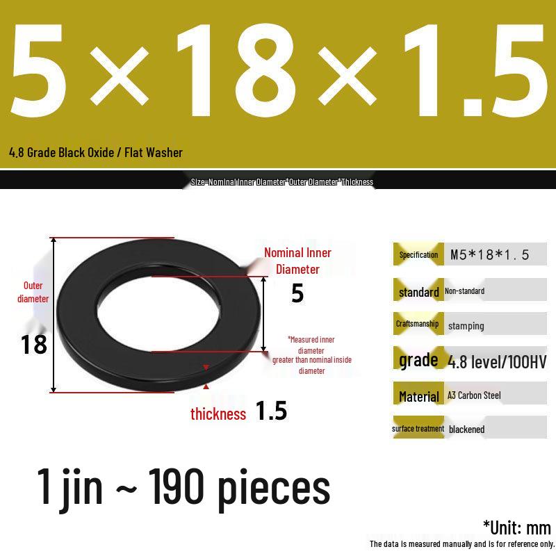 Blackened Enlarged Thickened Metal Washer - M3-M42