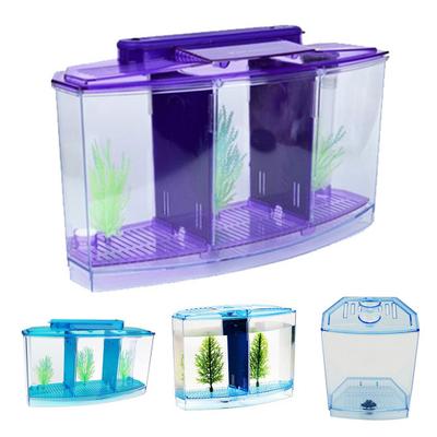 Multifunktionales Acryl-geteiltes Aquarium Zuchtbox mit LED-Licht Imitationspflanze