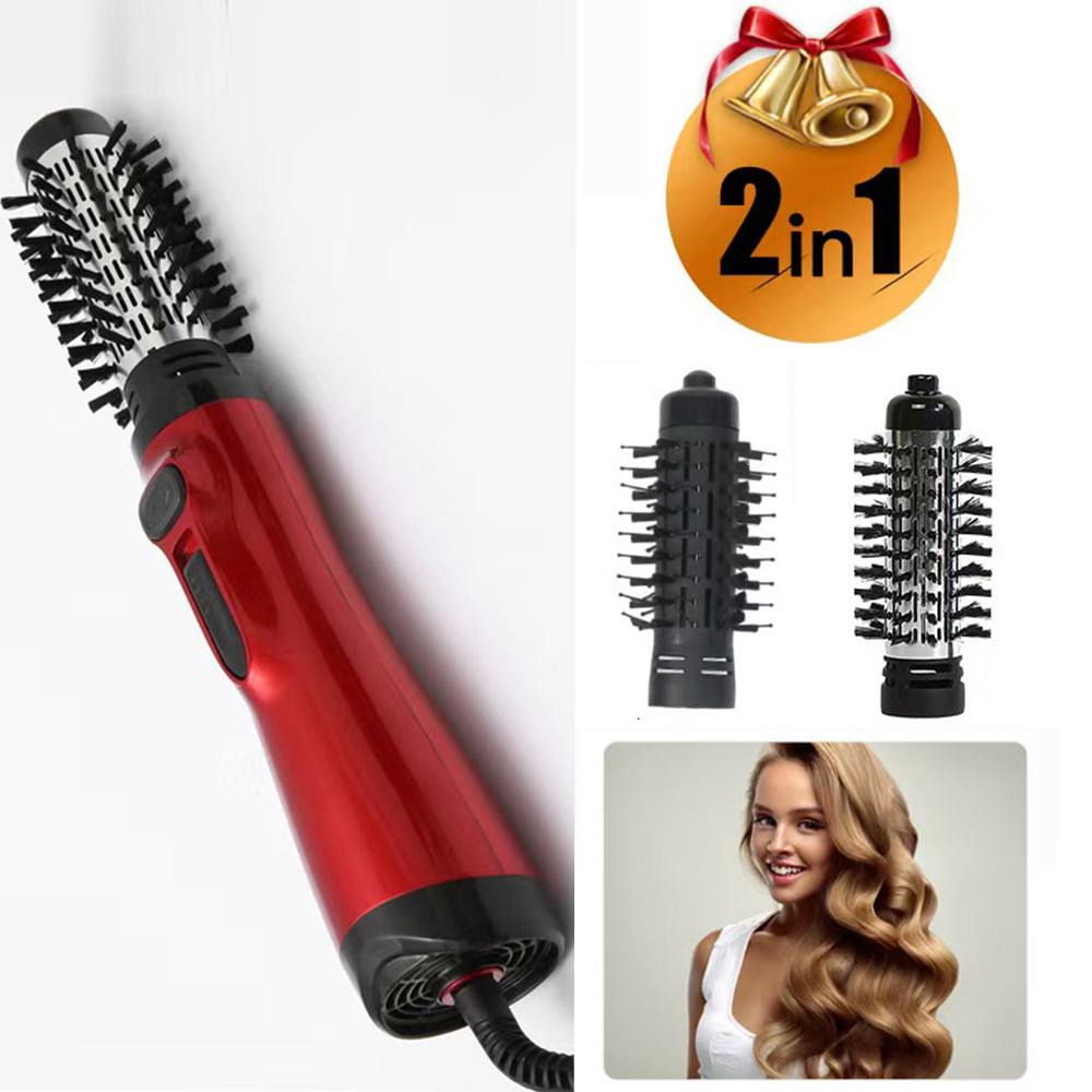 LY Hot Air Brush Brush 2 In 1 Hot Air Spin Brush Curling Straightening Styling Auto-Rotating Ionic Round Blow Dryer Volumizer
