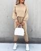 Women's High Neck Long Sleeve Pocket Trousers Two-Piece Set - Casual Autumn Winter Hoodie