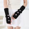 Women Knitted Fingerless Arm Sleeves Gothic Style Striped Winter Long Arm Warmers Girls Y2K Fashion Wrist Gloves
