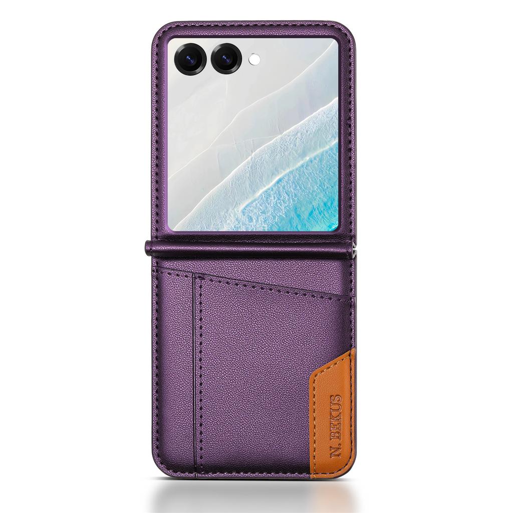 Applicable to Samsung Z Flip7/8 mobile phone case Flip3/4/5/6 splicing clamshell leather case card insert wallet case