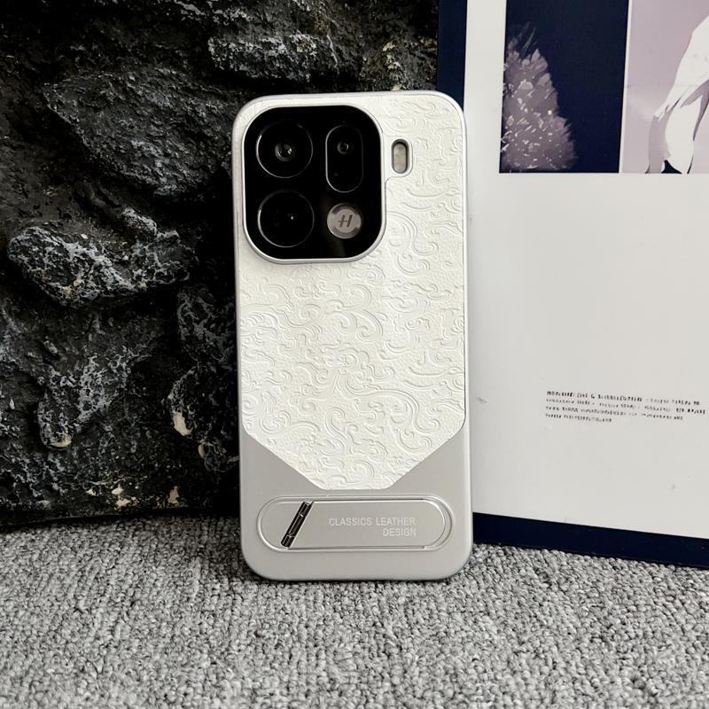 For Oppo Find X9 X8 Pro Ultra Embossed Dragon Pattern Leather Invisible Metal Kickstand Anti-Fingerprint Comfortable Grip Cover