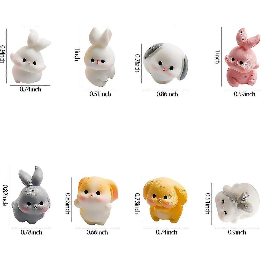 24 Pcs Mini Rabbits Easter Bunny Resin Bunny Figurines Mini Lop Bunny Mini Animals Fairy Garden Miniature Moss Landscape Ornaments For Easter Egg Fill