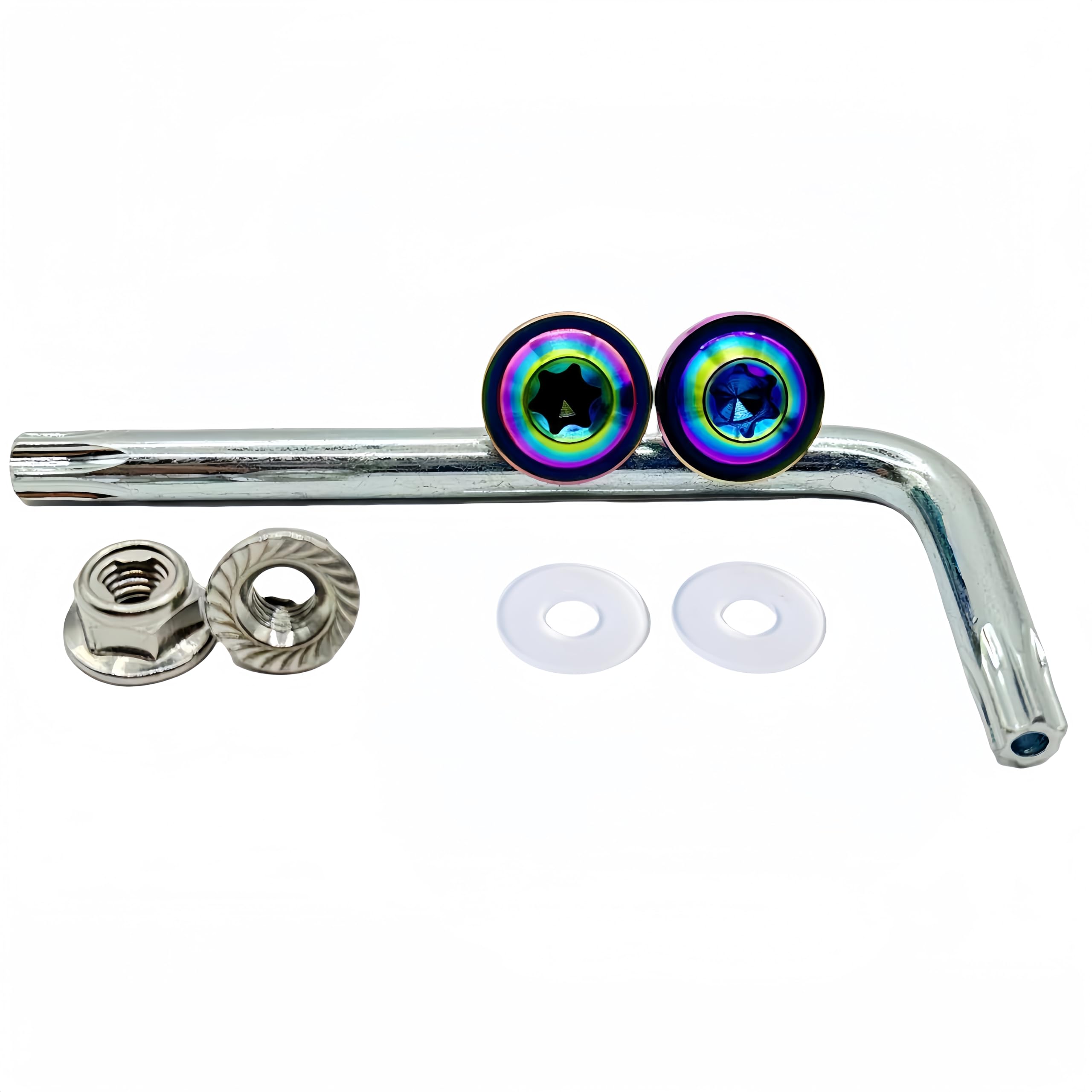 

Kuroobaa Motorcycle License Plate Bolts Titanium Anti-theft Screws with Hex Lock Nuts M6 Set of 2 (Rainbow)