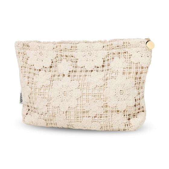 miucatch Cosmetic Pouch, Ethnic Style, Large Capacity Storage Pouch, Flower Embroidery, Handmade Embroidery, Large Capacity, Zippered Pouch, Easy to
