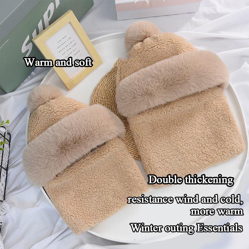 Winter Windproof Neck Protective Warm Thickened Scarf Lovely Ear-Protection Hats Double Layer Ear Protection Riding Cold Hat
