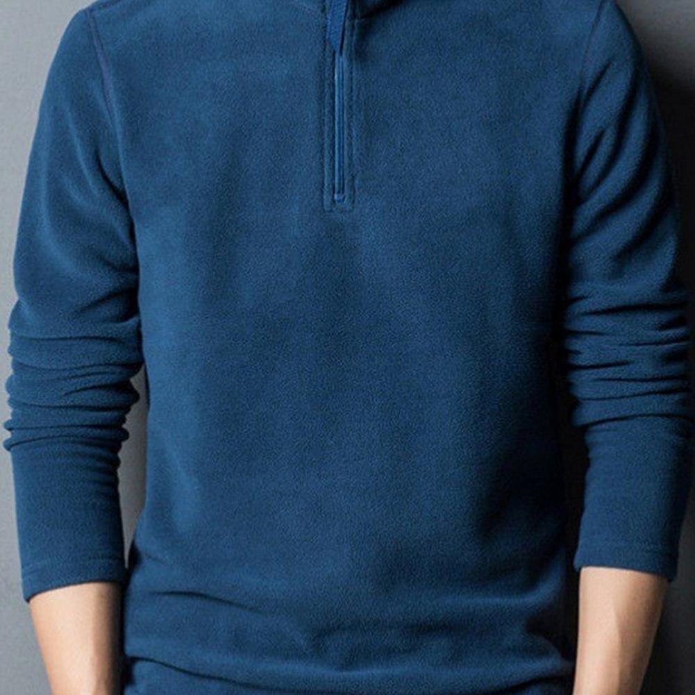 Pánská mikina Jednobarevná Dlouhý rukáv Zip Stojánek Límec Pulovr Top Silný Polar Fleece Ochrana krku Střední délka Pánské Top