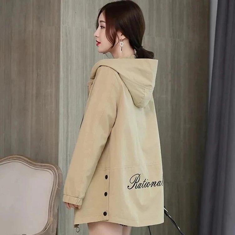 Large Size Hooded Trench Coat Jacket Women Autumn Spring Medium Long Jacket