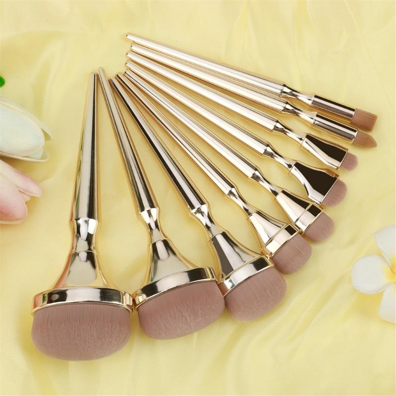 Luxurious 9pcs Face Makeup Brush Set Professional Cosmetic Tools Travel Makeup Brushes For Elegant Beauty Application