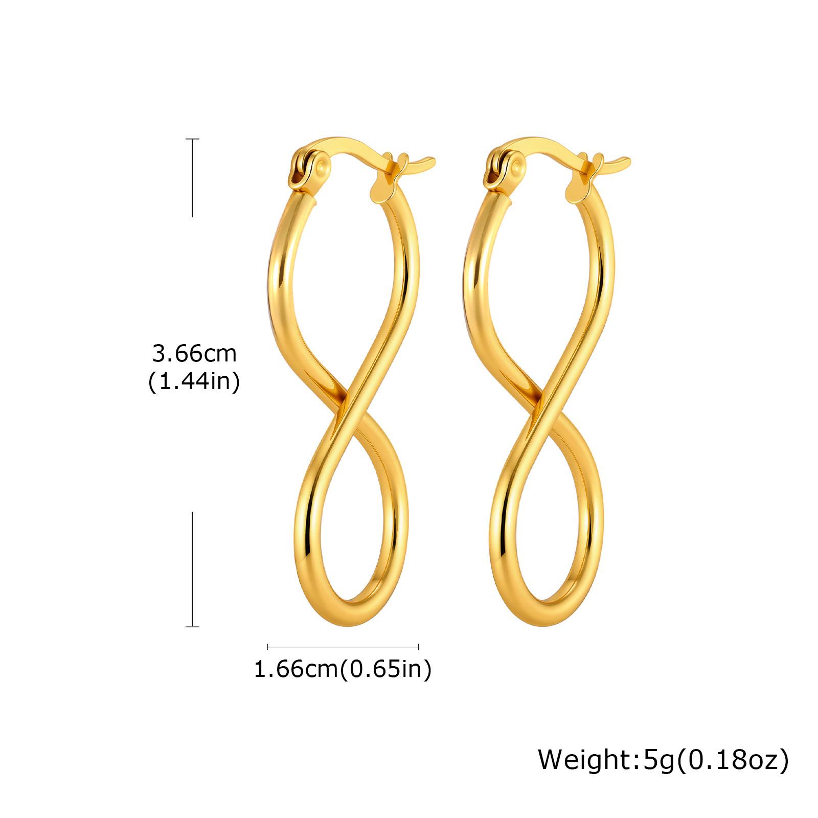 Simple Stainless Steel Twisted Earrings for Women Geometric Infinity Hoop Earrings Unique Design Fashion Waterproof Jewelry