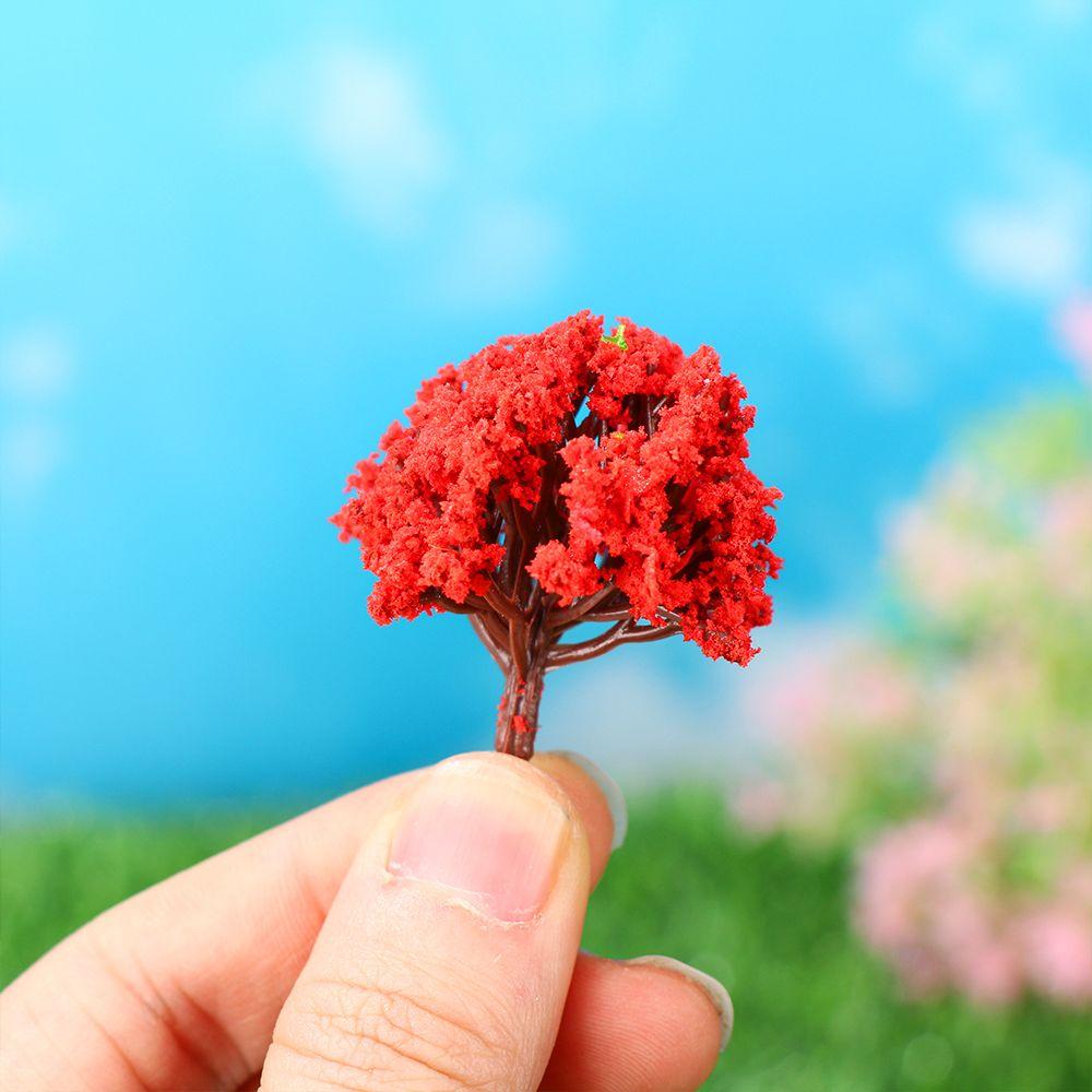5Pcs Mini Artificial Pink Tree Willow Miniature Flower Tree Fairy Garden Micro Landscaping Decor Craft DIY Accessory Home Decor