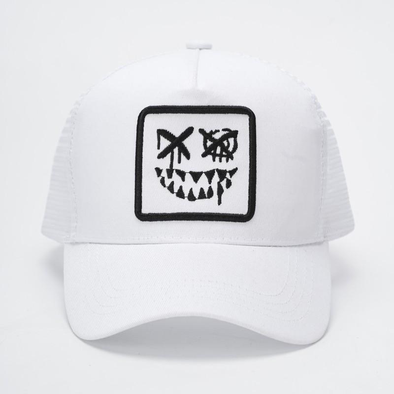Korean Style Adjustable Sun Hat With Embellished Facial Expression For Casual And Outdoor Use