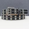 Men's and Women's Belts European and American Punk Style Flowers Rivets Air-eye Wide Belt Hollow Trendy Personalized Decoration