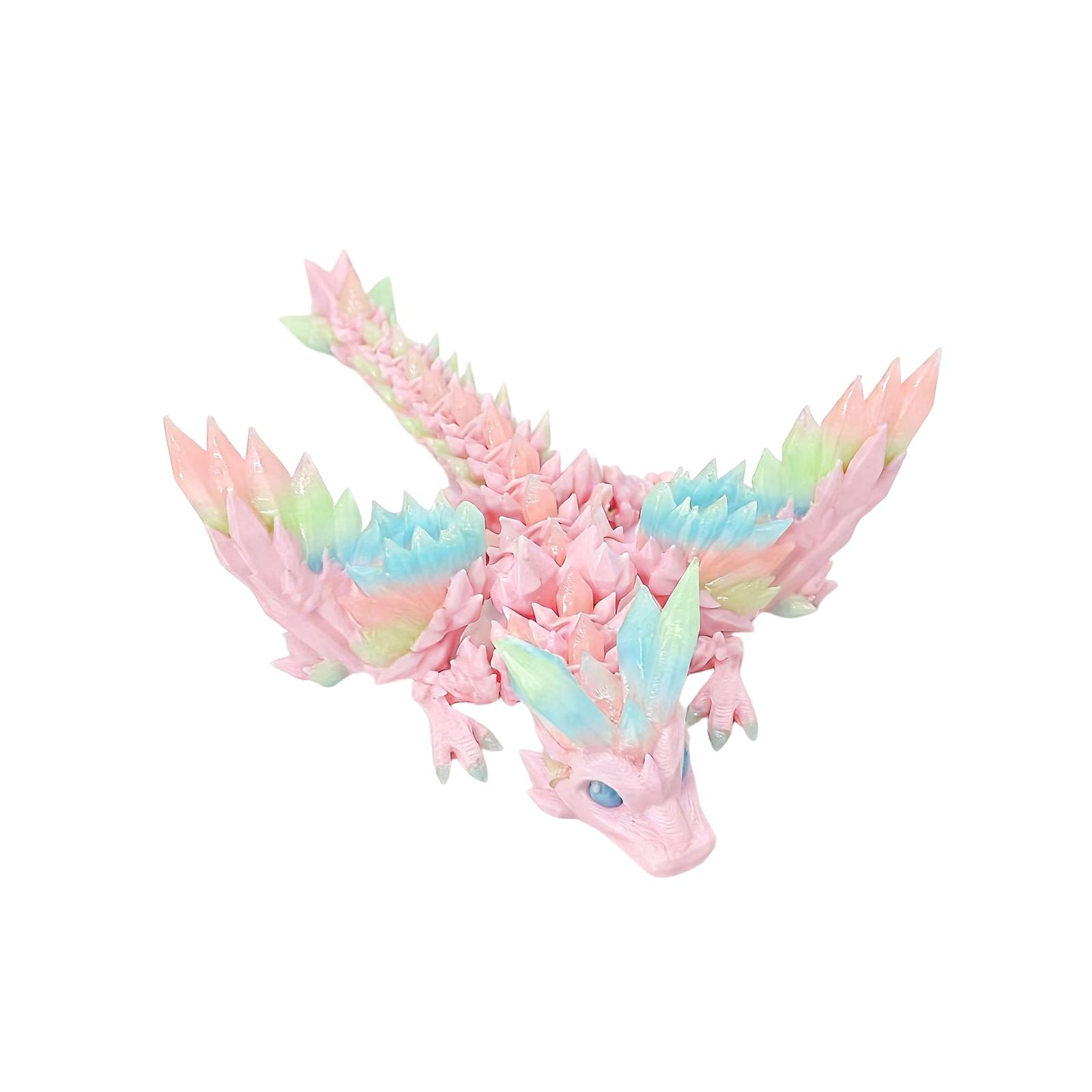3D Printed Articulated Dragon Figurine Baby Dragon Toy Collectible Gemstone Dragon Model for Display and Decoration with Movable Joints One Size