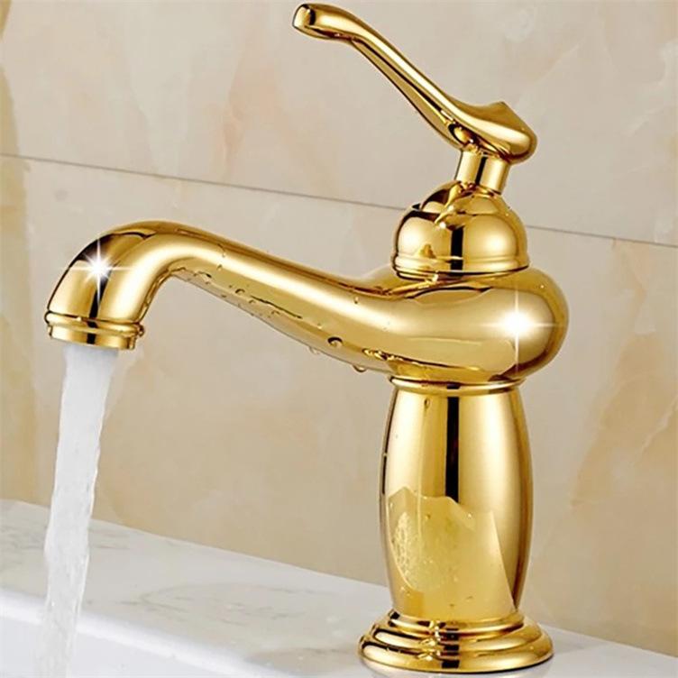 Luxury Europe Style Antique Gold Bathroom Basin Faucet Mixers Taps Single Handle Magic Lamp Cold and Hot Water Kitchen Faucet