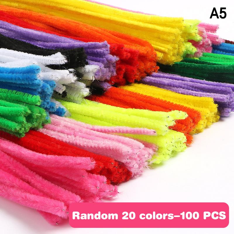 

100pcs Fuzzy Wire Chenille Stems DIY Strips Twist Bar Anvil Wire Craft Pipe Handicraft Material Plush Tube Creative Toy