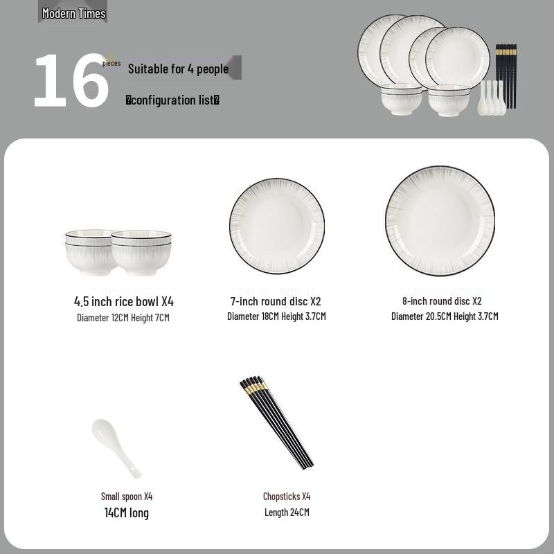 Nordic Glazed Ceramic Tableware Set: Bowls, Rice Bowls, Plates, and Serving Plates.