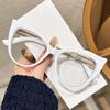 Hot-Selling Cat Eye Anti-Blue Glasses Large Frame Ins Flat Light Glasses Frame Myopia Can Be Matched With Degree Glasses Plain Face