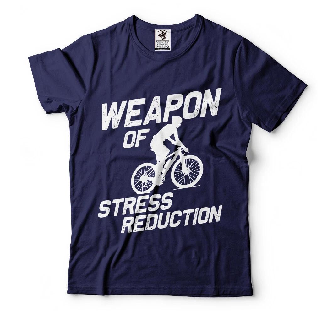 Mens Biking T-shirt Weapon of Stress reduction Funny Biker bicycle Tee shirt 4XL