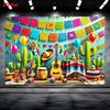 2D Flat Banner 1 Piece of Festive Mexican Carnival Background Fabric Suitable for Party Decoration Polyester Material