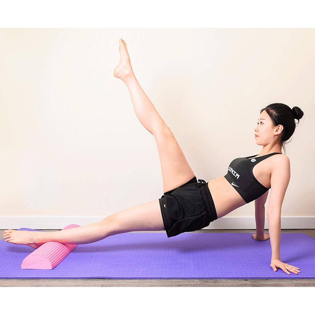 Set of 2 Half-Cut Foam Rollers, Half-Cut Stretching Pole, Yoga Pole, 45cm Long, Includes Instruction Manual In Japanese (Black)