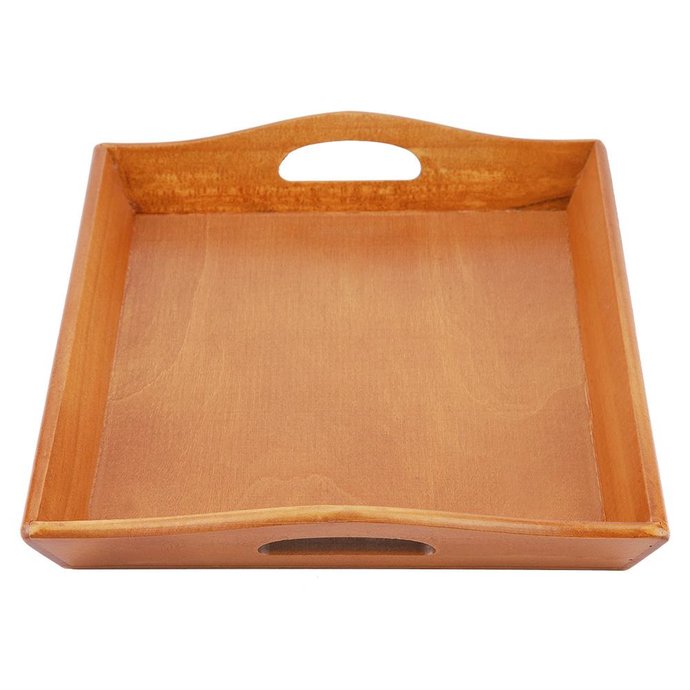 Serviertablett aus Holz, Teller für Teeservice, Obst, Süßigkeiten, Lebensmittel, Handtuch (Dunkle Farbe)