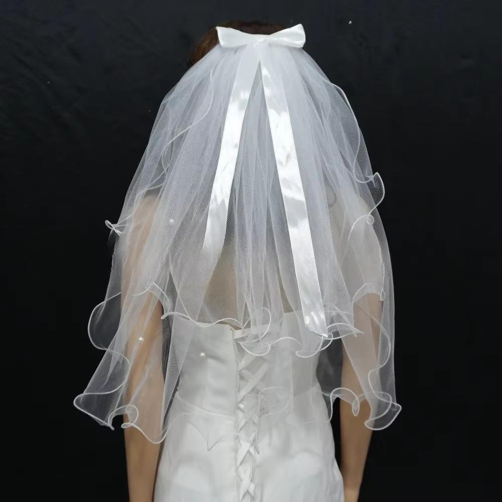 2PCS Exquisite Double Layered Headband Elegant Wedding Gauze Minimalist Bridal Veil  Bridal Shower