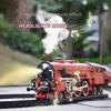 Classic Train Railway Set Steam Locomotive Small Train Electric Simulation Retro Alloy Head Rail Car Electric Model Toy
